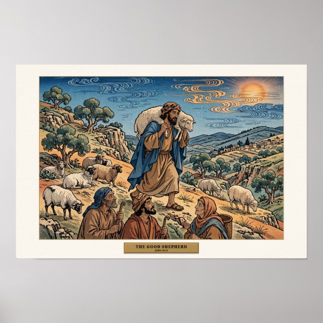 Den gode herden — Ukiyo-e Poster (Framsidan)