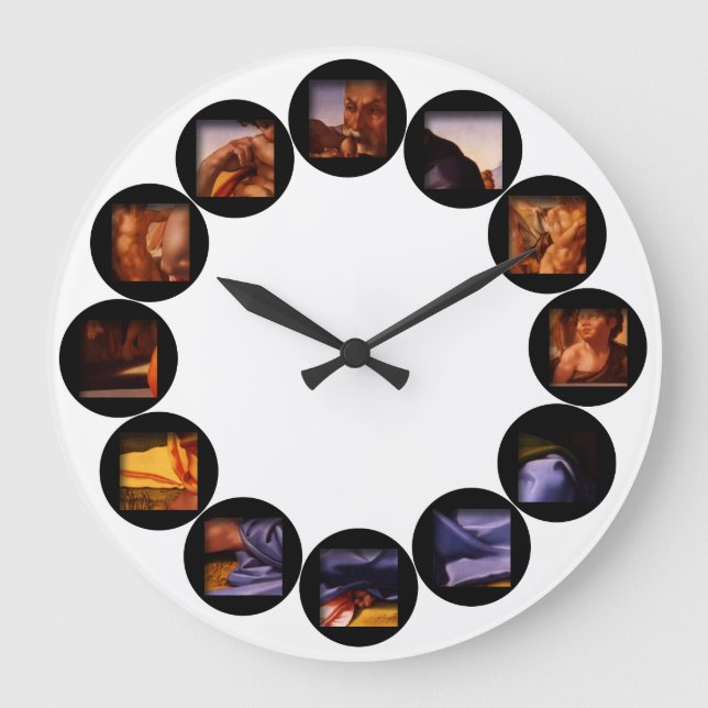 Den Gömt Doni Tondo av Michelangelo Wall Clock Stor Klocka (Framsida)