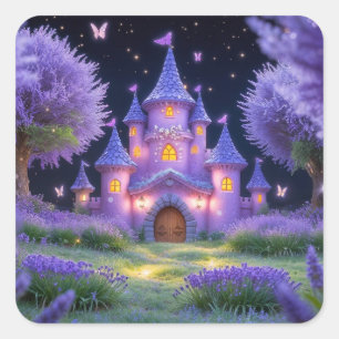 Den Gömt Lavender Grove Fyrkantigt Klistermärke
