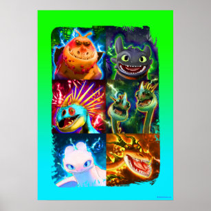 Den Gömt världen   Glowing Dragons Graphic Poster
