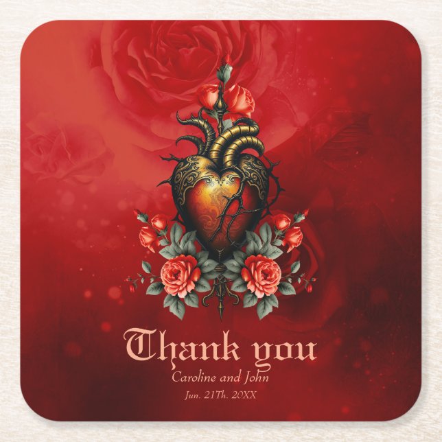 Den gotiska elegansen i hjärtat underlägg papper kvadrat (Framsidan)
