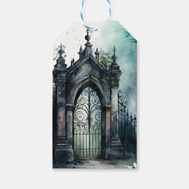 Den gotiska kyrkogårdens Grind-seriens design 11 Presentetikett (Framsidan)
