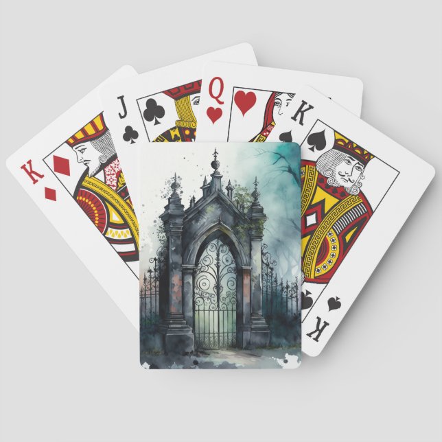 Den gotiska kyrkogårdsgrindserien Design 11 Casinokort (Baksidan)