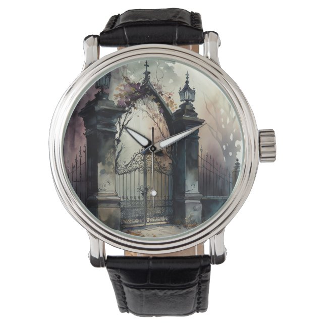 Den gotiska kyrkogårdsgrindserien Design 12 Armbandsur (Framsida)