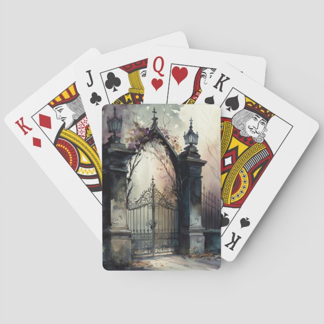 Den gotiska kyrkogårdsgrindserien Design 12 Casinokort (Baksidan)