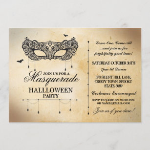 Den gotiska maskeradhalloween festinbjudan inbjudningar
