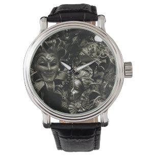 Den gotiska mörka maskeraden maskerar svart armbandsur