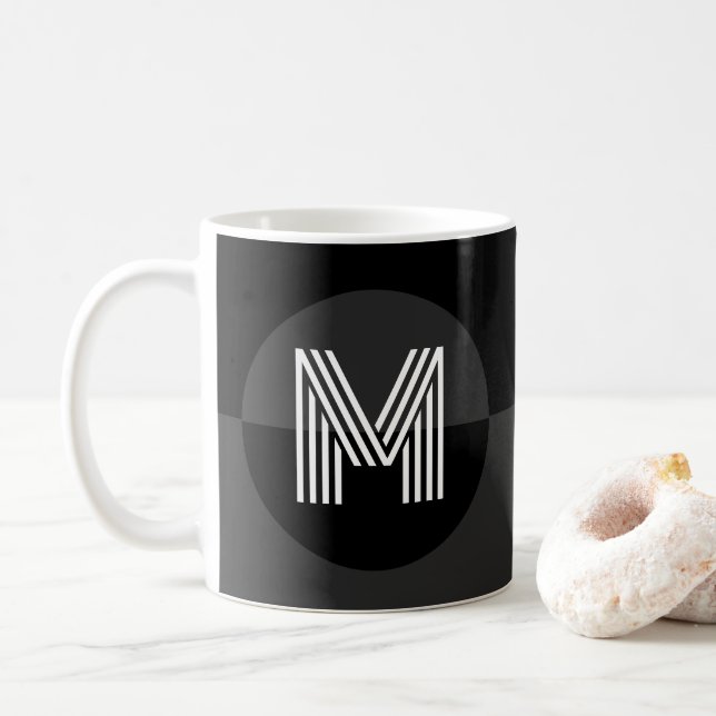 Den gotiska Mörken Black Grått Geometric Modern Mo Kaffemugg (Med munk)