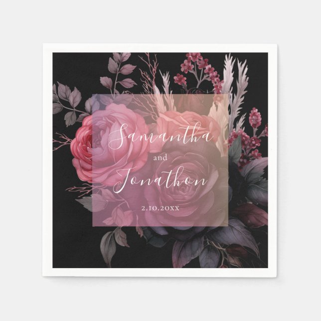 Den gotiska Mörken Moody Blommigten Ro Bröllop Pappersservett (Framsidan)