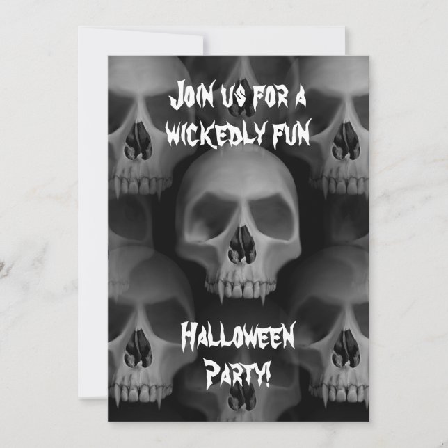 Den gotiska ondskefulla skallen Halloween skräcken Inbjudningar (Framsida)