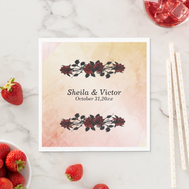 Den gotiska Orangen järn Grind Röd ros Pappersservett (Insitu)