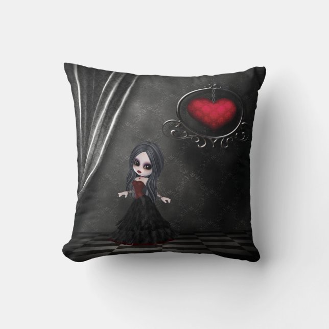 Den gotiska romanska Goth flickan & hängande Kudde (Framsida)