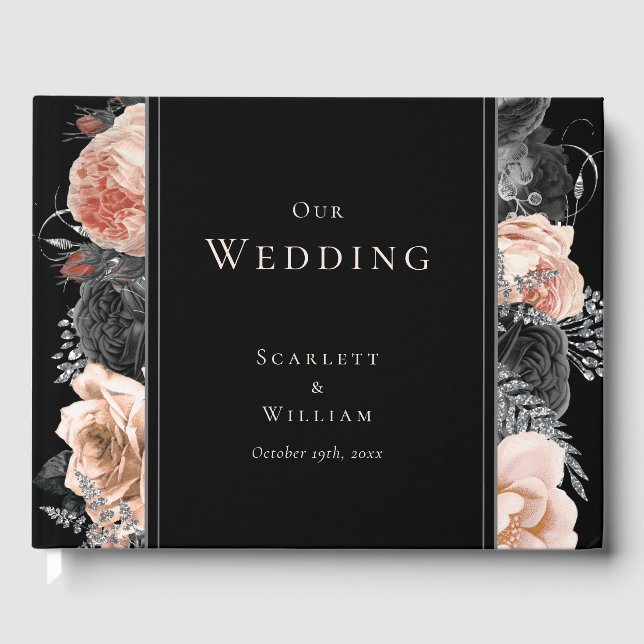 Den gotiska Vintagen Black  Bröllop Guest Bok (Framsida)