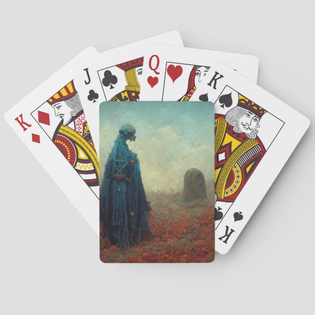 Den grå surreella Sci-Fi Fantasy Alien Casinokort (Baksidan)