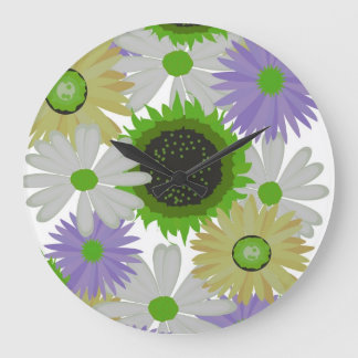 Den grafiska designblommaväggen tar tid på stor klocka