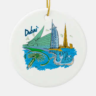 den grafiska dubai staden reser design.png julgransprydnad keramik