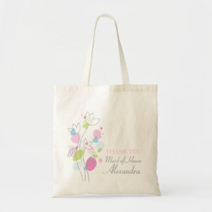 Den grafiska moderna blommabröllopmaid of honor tygkasse