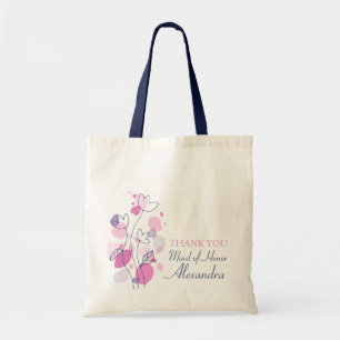 Den grafiska moderna blommabröllopmaid of honor tygkasse