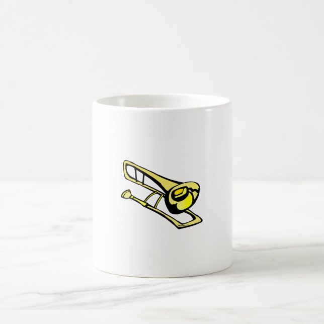 den grafiska stylized gula trombonen avbildar kaffemugg (Center)