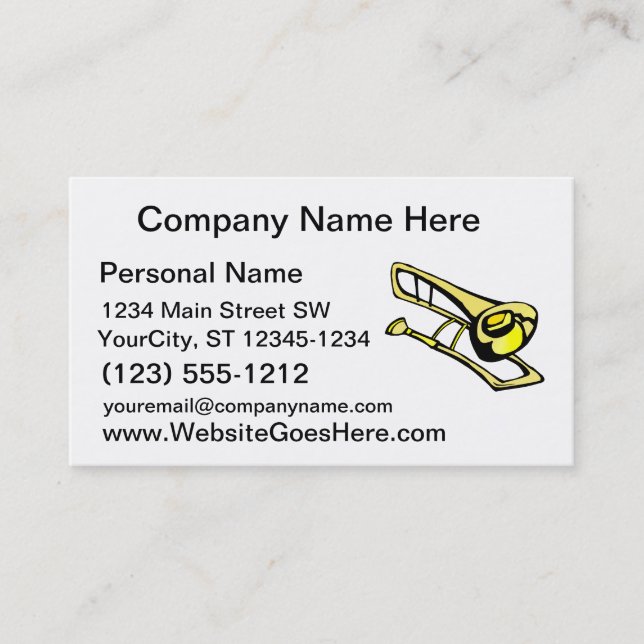 den grafiska stylized gula trombonen avbildar visitkort (Framsida)