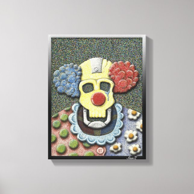 Den Gråtande Clown-Färg-pointillismen/Gouache Canvastryck (Framsida)