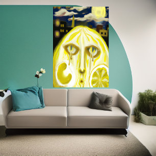 Den gråtande gulten citron ansikte   AI Art Poster