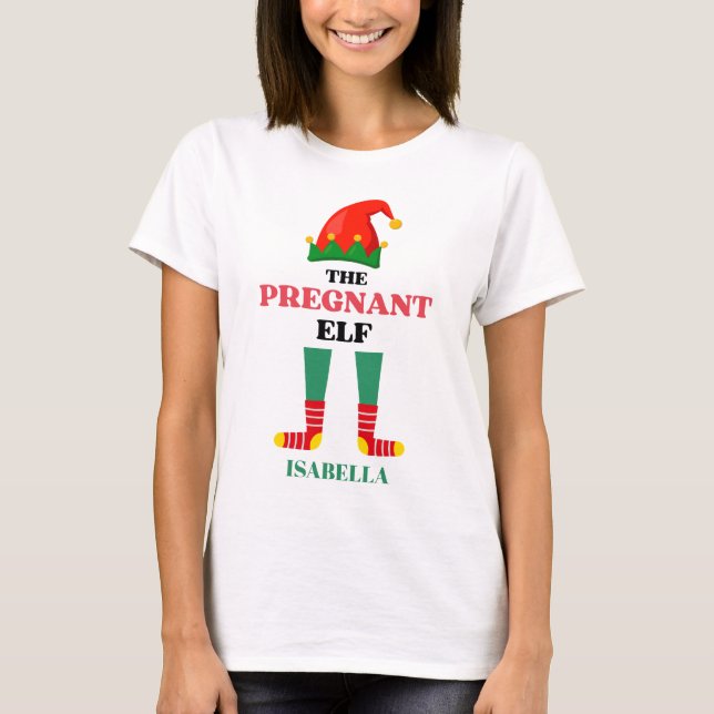 Den gravida Elf-jul T Shirt (Framsida)