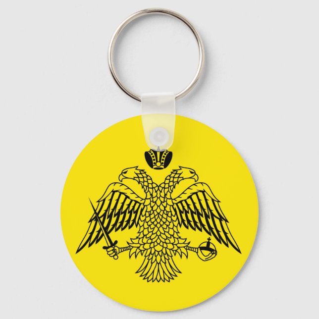 Den grekisk-ortodoxa kyrkans flagga Athos religiös Nyckelring (Framsida)