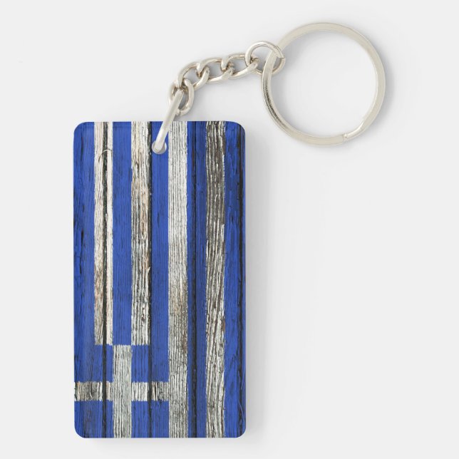 Den grekiska flagga med grovt Wood korn (Baksidan)