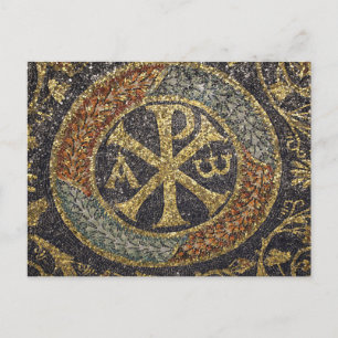 Den grekiska ikonen Chi Rho Byzantine Mosaic Vykort