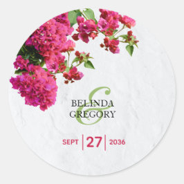 Den grekiska ön Bröllop i Bougainvillea Medelhavet Runt Klistermärke