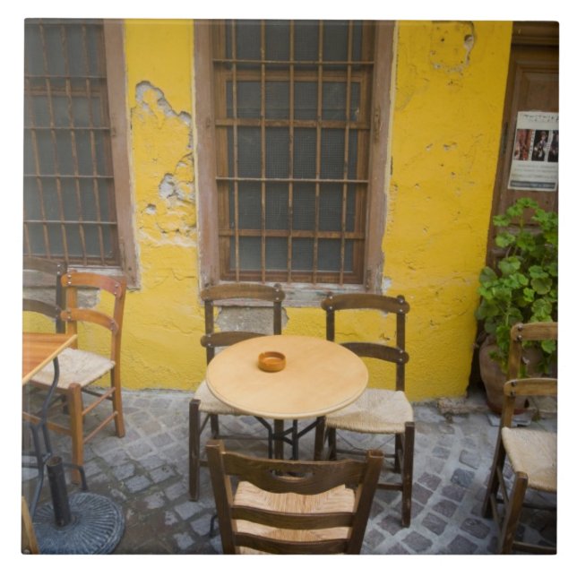 Den grekiska ön Kreta och den gamla staden Chania  Kakelplatta (Framsidan)