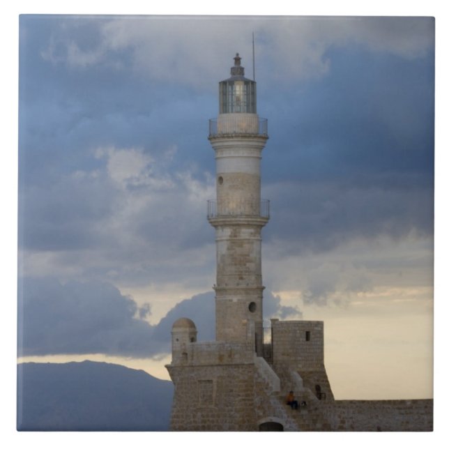 Den grekiska ön Kreta och den gamla staden Chania  Kakelplatta (Framsidan)