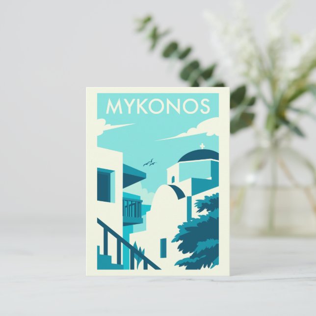 Den grekiska ön Mykonos Poster Vykort (Stående Fram)