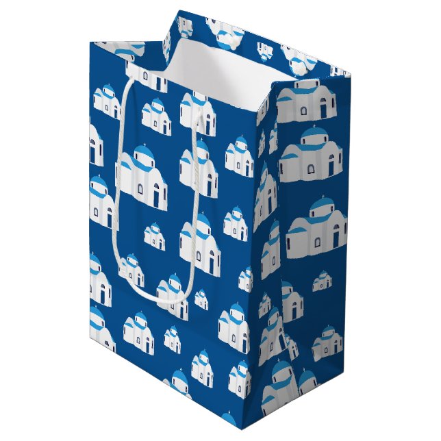 Den grekiska ön Santorini Blue Dome Church (Framsidan Vinklad)