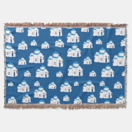 Den grekiska ön Santorini Blue Dome Church Filt