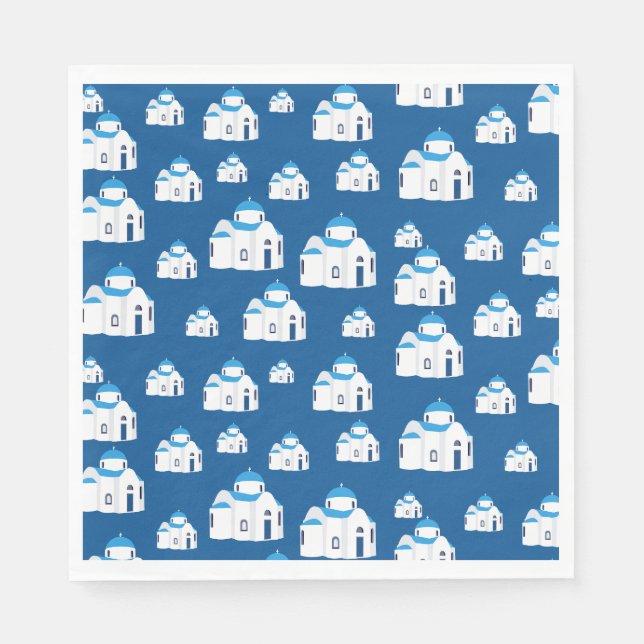 Den grekiska ön Santorini Blue Dome Church Pappersservett (Framsidan)