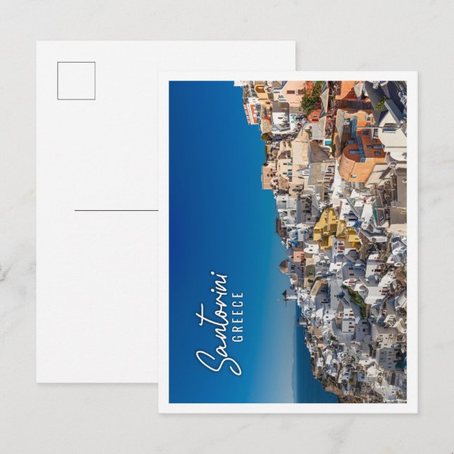 Den grekiska ön Santorini-fantastisk resepanorama Vykort (Fram/baksida)