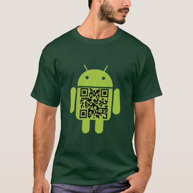 Den gröna androiden QR kodifierar T-tröja T Shirt (Framsida)