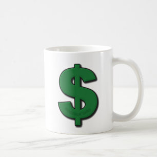 Den gröna dollaren undertecknar kaffemugg