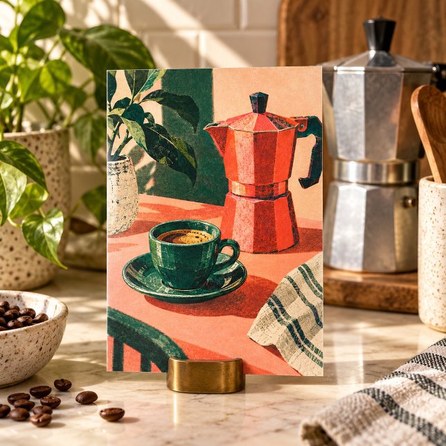 Den gröna espressokonsttrycket poster (4 x 6 inch unframed semi-gloss print. Flat printed artwork. Styled scene; props not included.)