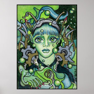 Den gröna felika Steampunk affischen Poster