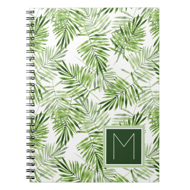 Den gröna handflatan lämnar den | monogramen anteckningsbok med spiral (Framsidan)
