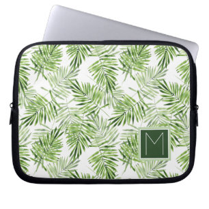 Den gröna handflatan lämnar den monogramen laptop sleeve
