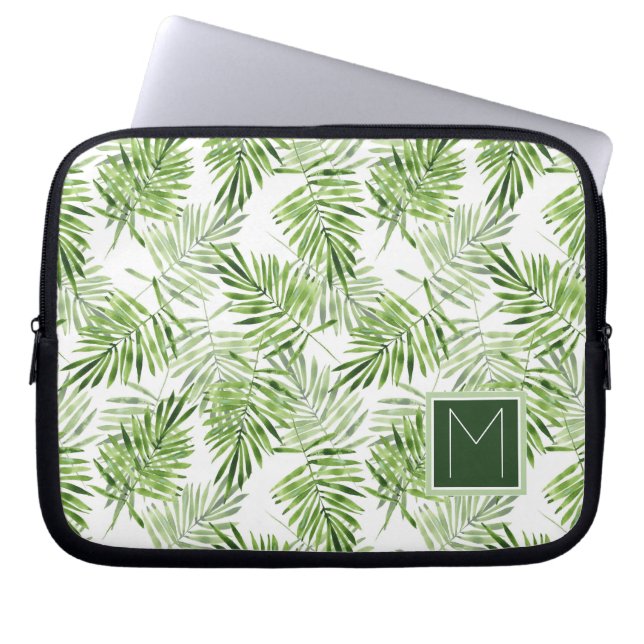 Den gröna handflatan lämnar den | monogramen laptop sleeve (Framsidan)