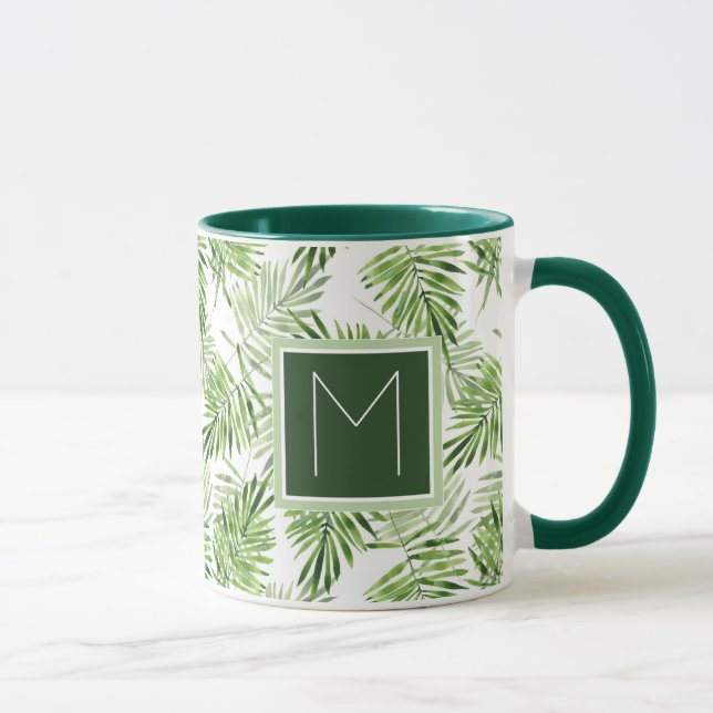 Den gröna handflatan lämnar den | monogramen mugg (Höger)