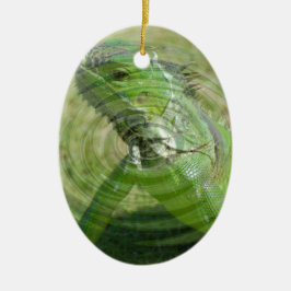 Den Gröna Leguanen Julgransprydnad Keramik