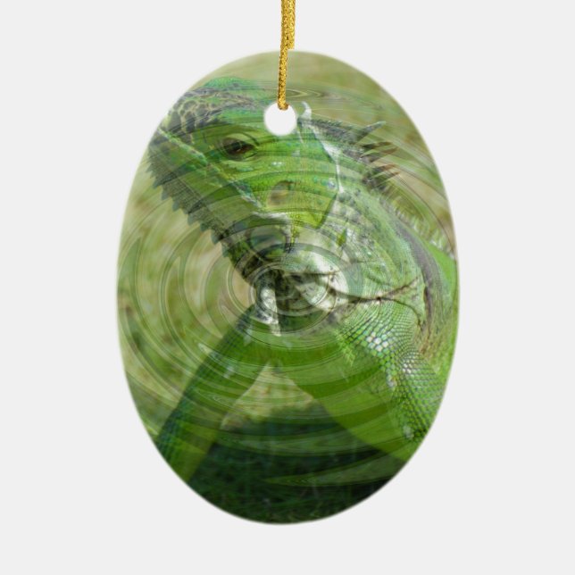 Den Gröna Leguanen Julgransprydnad Keramik (Framsidan)