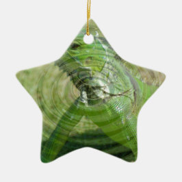 Den gröna leguanen julgransprydnad keramik
