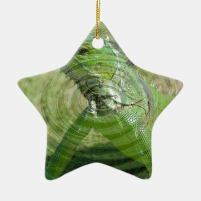 Den gröna leguanen julgransprydnad keramik (Framsidan)